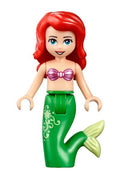 Ariel, Mermaid (Light Nougat) - Metallic Pink Shell Bra Top, Bright Green Tail with Stars and Scales, Medium Blue Eyes, Bright Pink Flower