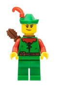 cas572 Forestwoman - Red, Green Hat, Red Feather, Quiver