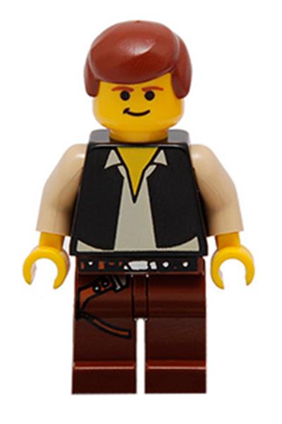 Han Solo - Yellow Head, Black Vest over Tan Shirt, Brown Legs with Belts with Collector's Card