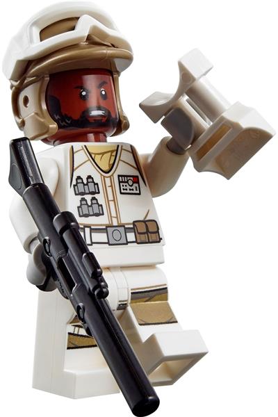Hoth Rebel Trooper White Uniform, Dark Tan Helmet, Reddish Brown Head