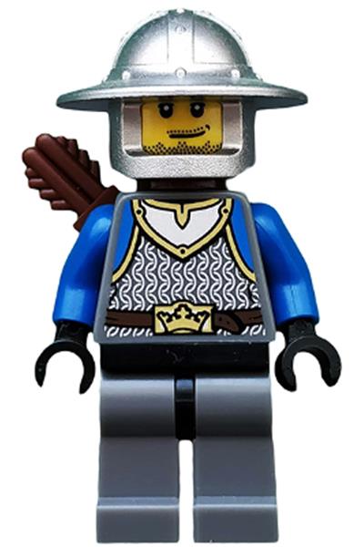 Castle - King's Knight Scale Mail, Crown Belt, Helmet with Broad Brim, Quiver, Smirk and Stubble Beard