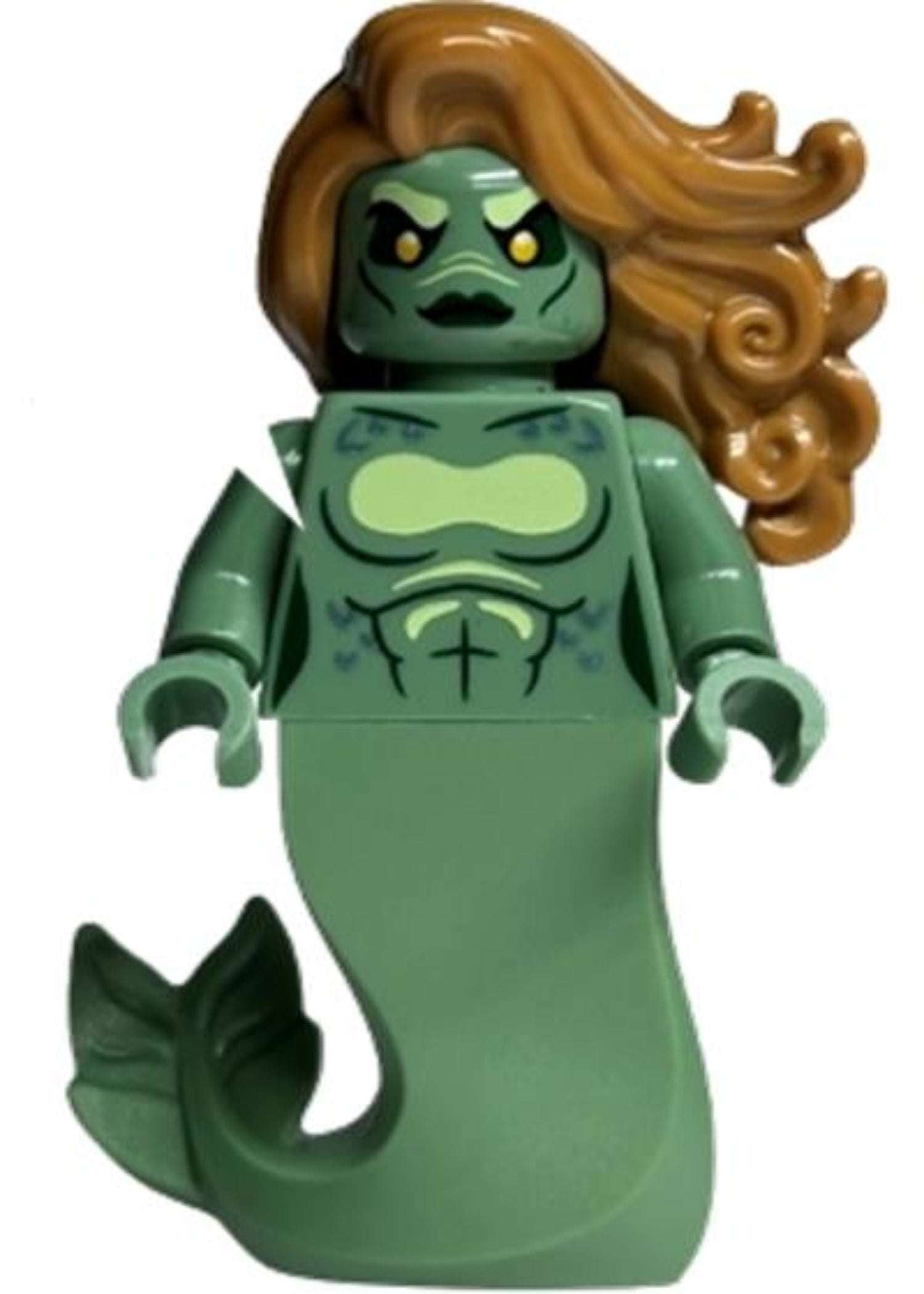 Merperson - Sand Green Body, Medium Nougat Wavy Hair