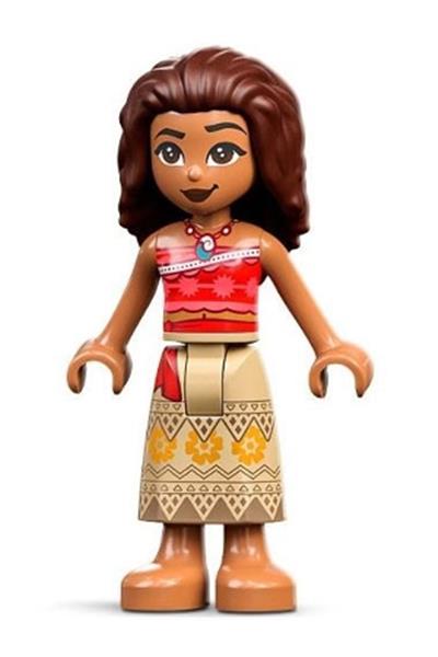 Moana (Medium Nougat) - Mini Doll, Coral and Red Strapless Top, Tan Long Skirt with Bright Light Orange Flowers, Dark Brown Hair