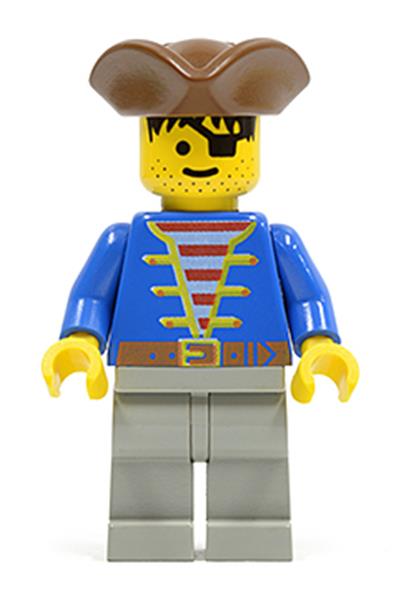 Pirate Blue Jacket, Light Gray Legs, Brown Pirate Triangle Hat
