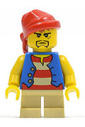 pi120 Pirate - Blue Vest, Tan Short Legs, Red Bandana, Black Goatee
