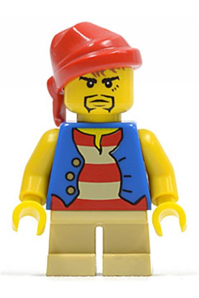 pi120 Pirate - Blue Vest, Tan Short Legs, Red Bandana, Black Goatee