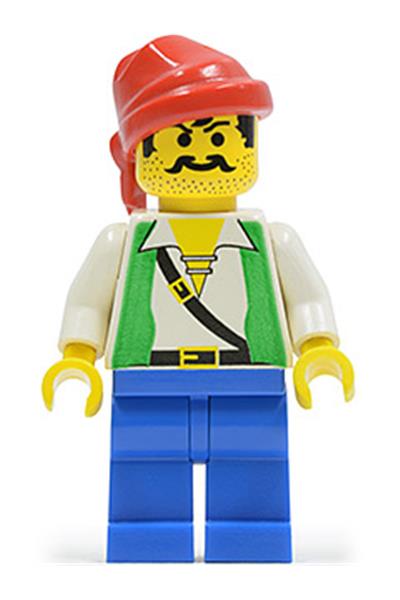Pirate Green Vest, Blue Legs, Red Bandana