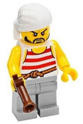 Pirate 2 - Red and White Stripes, Light Bluish Gray Legs, Beard