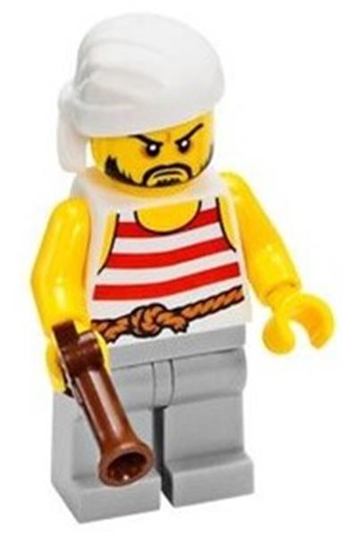 Pirate 2 - Red and White Stripes, Light Bluish Gray Legs, Beard