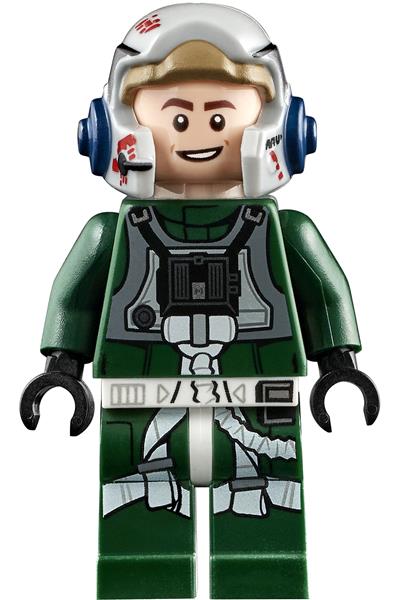 Rebel Pilot A-wing (Open Helmet, Dark Green Jumpsuit, Smile / Scared) (Arvel Crynyd)