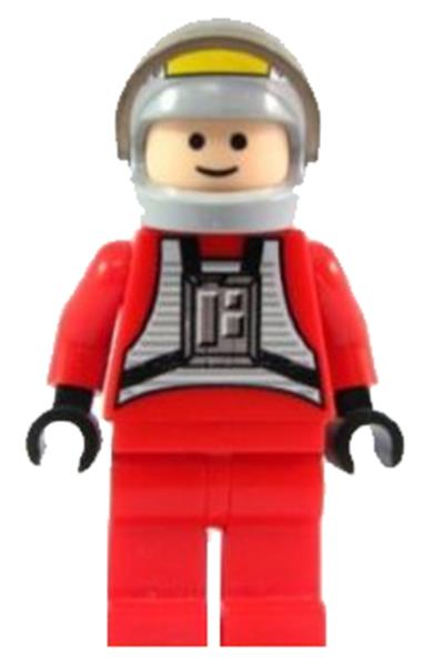 Rebel Pilot B-wing - Light Nougat Head, Light Bluish Gray Helmet, Trans-Brown Visor, Red Flight Suit