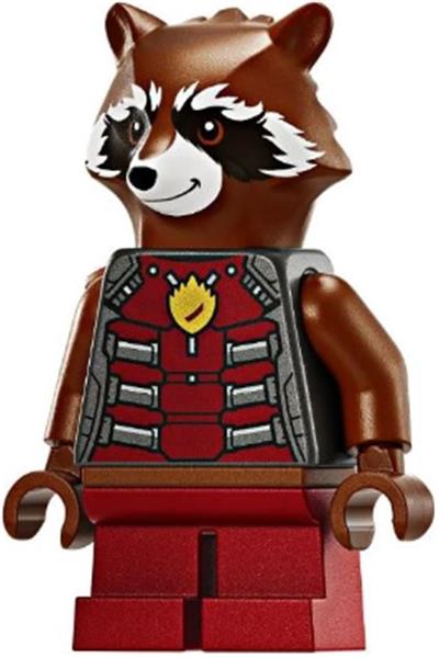 Rocket Raccoon - Dark Red and Pearl Dark Gray Outfit, Reddish Brown Head