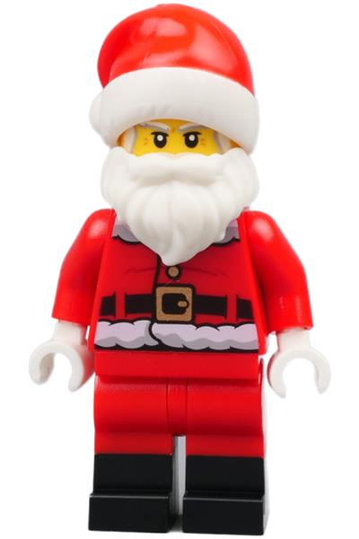 Santa - Fur Lined Jacket with Candy Cane on Back, Red Legs with Black Boots, Santa Hat with Printed Red Top