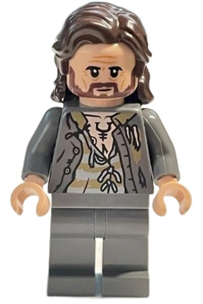 Sirius Black - Dark Brown Hair, Dark Bluish Gray Jacket over Tattered Striped Shirt, Plain Legs