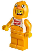Clemmons - Stuntz Driver, Bright Light Orange Chicken Head Helmet, White Tank Top with 'EGGS-TREME!', Bright Light Orange Legs