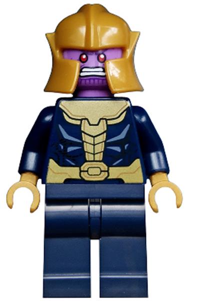 Thanos - Minifigure, Dark Blue and Gold Outfit, Dark Blue Arms, Plain Legs, Helmet