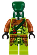 Zoltar - Serpentine Snake Warrior, Lime with Scales, Dark Orange Armor Coverings, Dark Green Strap with Red Vial