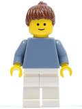 Plain Sand Blue Torso with Sand Blue Arms, White Legs, Reddish Brown Hair with Ponytail
