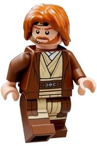 Obi-Wan Kenobi - Reddish Brown Robe, Dark Orange Mid-Length Tousled with Center Part Hair