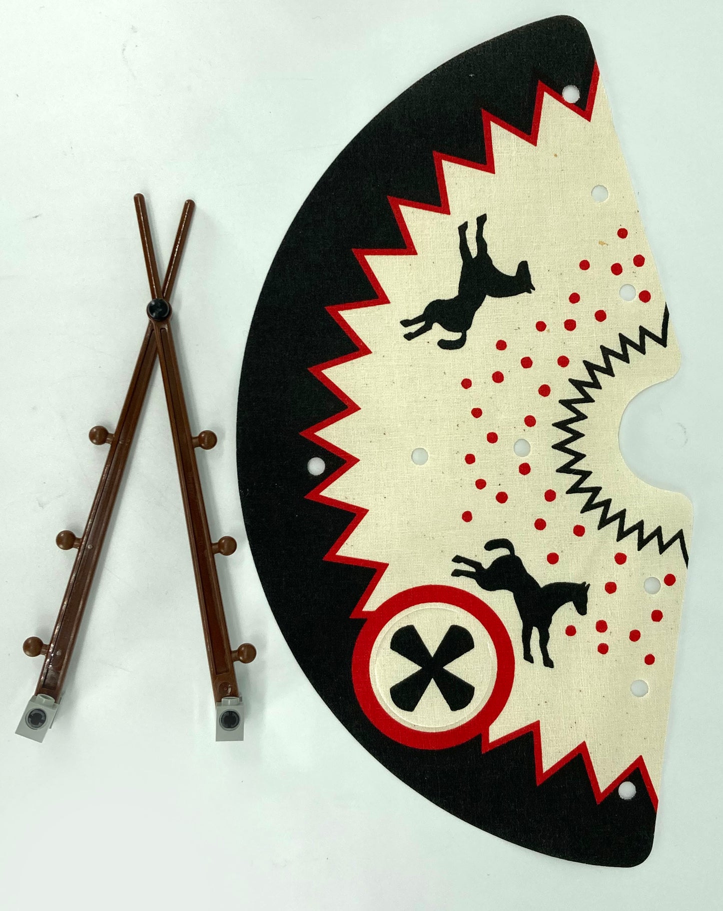 Cloth Tepee Cover with Black Edge and Horses Pattern + Stand