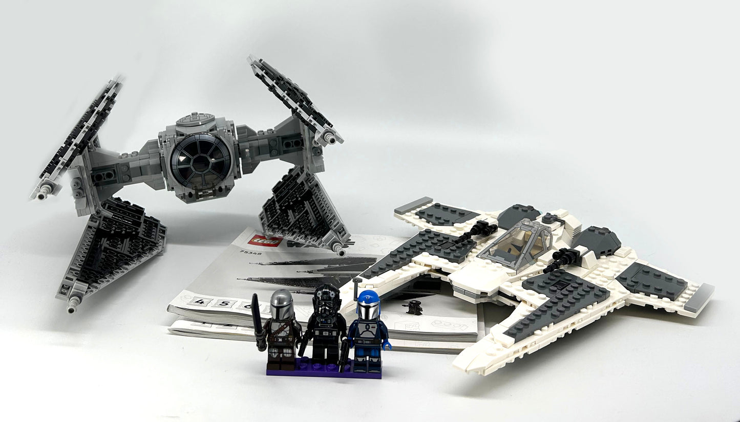 Used set 75348 Mandalorian Fang Fighter Vs. Tie Interceptor (with instruction manual, no box)