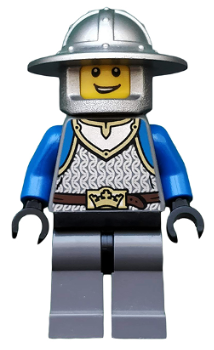Castle - King's Knight Scale Mail, Crown Belt, Helmet with Broad Brim, Open Grin