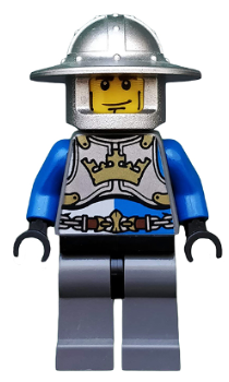 Castle - King's Knight Breastplate with Crown and Chain Belt, Helmet with Broad Brim, Cheek Lines